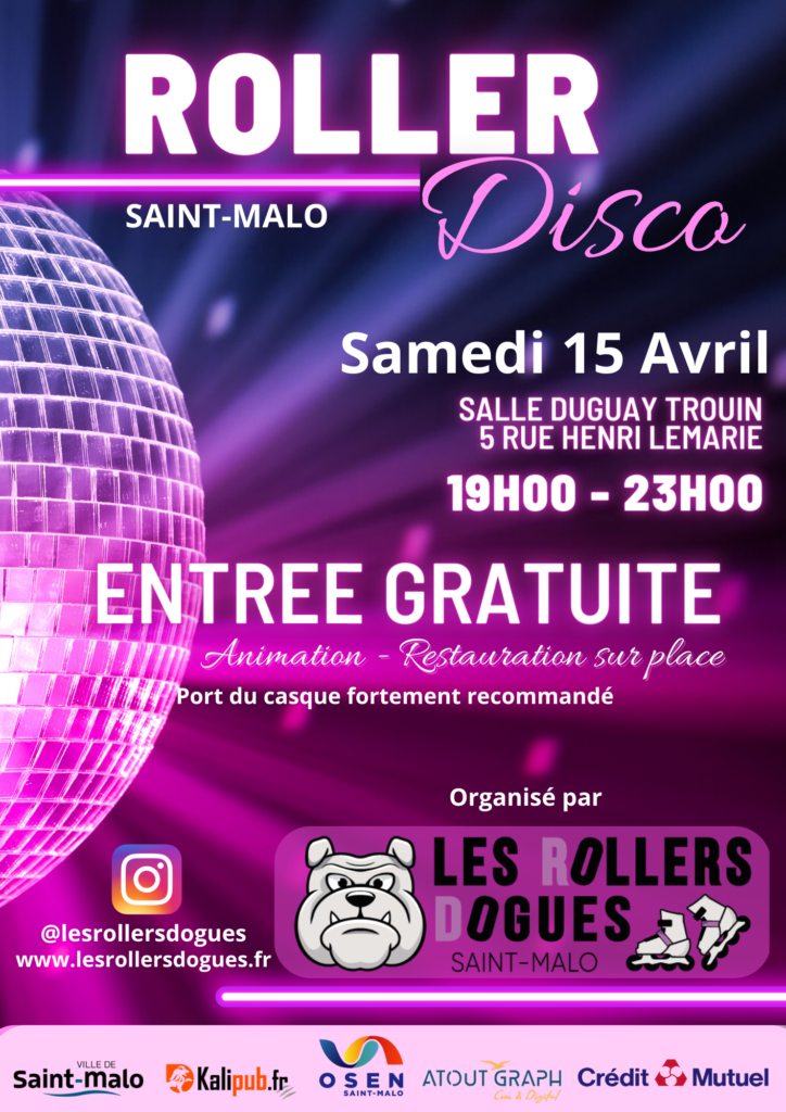 Affiche violette roller disco st malo